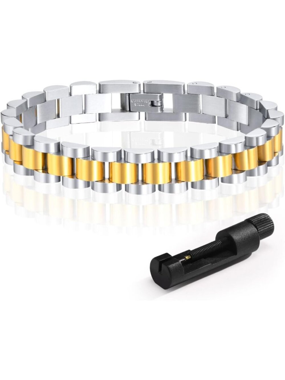 2pcs 18K Gold Plated Chain Link Bracelets, Crystal Friendship Bangles